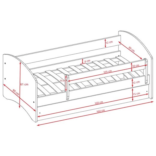 Łóżko dla dziecka z barierką Happy 2X 80x160 - białe Elior One Size Edinos.pl