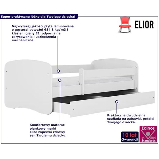 Łóżko dla dziecka z barierką Happy 2X 80x160 - białe Elior One Size Edinos.pl