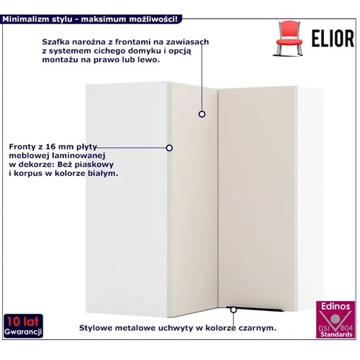 Kuchenna górna szafka rogowa beż piaskowy - Skania 36X Elior One Size Edinos.pl