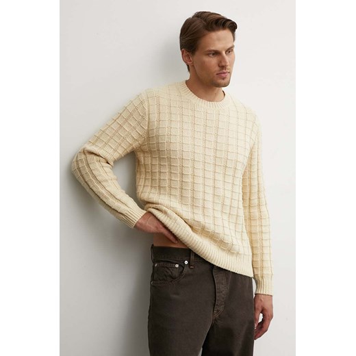 Sunflower sweter z domieszką wełny męski kolor żółty  3049 ze sklepu ANSWEAR.com w kategorii Swetry męskie - zdjęcie 173877531