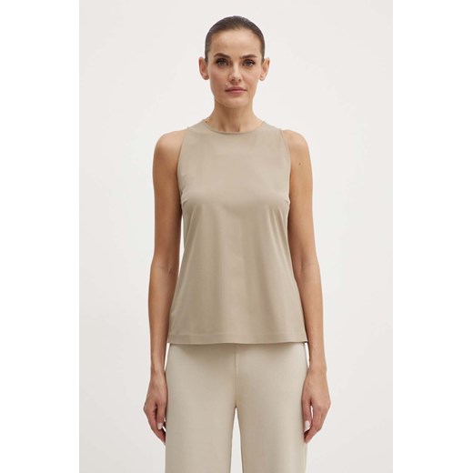 Max Mara Leisure bluzka kolor beżowy gładka 2426946027600 ze sklepu ANSWEAR.com w kategorii Bluzki damskie - zdjęcie 173877621