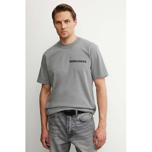 Sunflower t-shirt bawełniany męski kolor szary z nadrukiem 2013 ze sklepu ANSWEAR.com w kategorii T-shirty męskie - zdjęcie 173877641