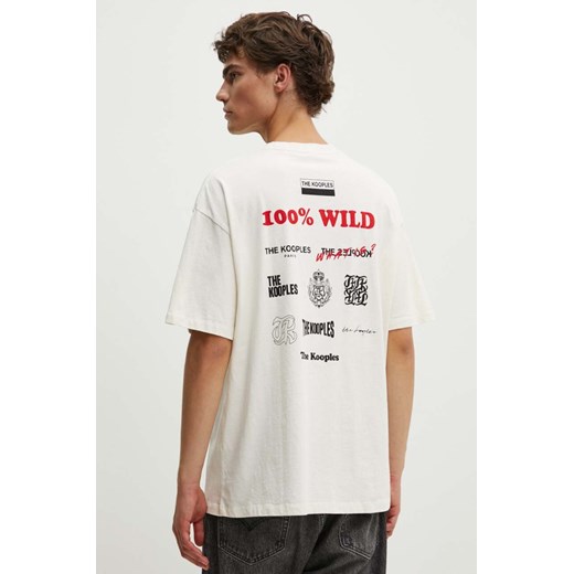 The Kooples t-shirt bawełniany męski kolor beżowy z nadrukiem HTSC29004K ze sklepu ANSWEAR.com w kategorii T-shirty męskie - zdjęcie 173877651
