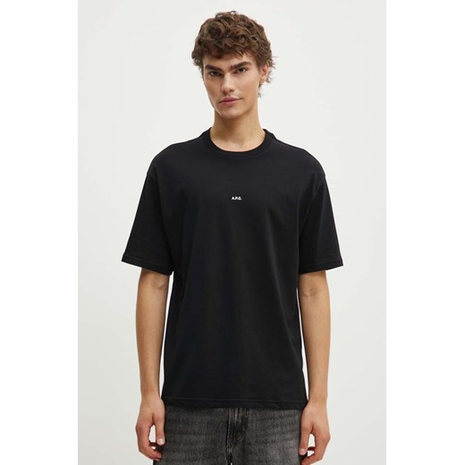 A.P.C. t-shirt bawełniany t-shirt boxy micro logo GOTS męski kolor czarny gładki COHBW.H26386 ze sklepu ANSWEAR.com w kategorii T-shirty męskie - zdjęcie 173877701