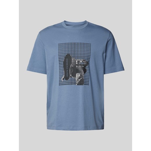 T-shirt z prążkowanym okrągłym dekoltem ze sklepu Peek&Cloppenburg  w kategorii T-shirty męskie - zdjęcie 173878394