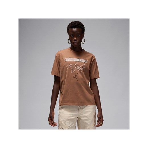 Damski T-shirt z nadrukiem Jordan Flight Heritage - Brązowy ze sklepu Nike poland w kategorii Bluzki damskie - zdjęcie 173878830