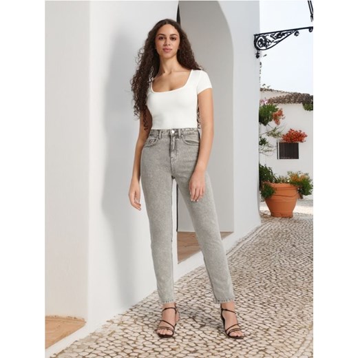 Sinsay - Jeansy mom high waist - szary Sinsay 32 wyprzedaż Sinsay