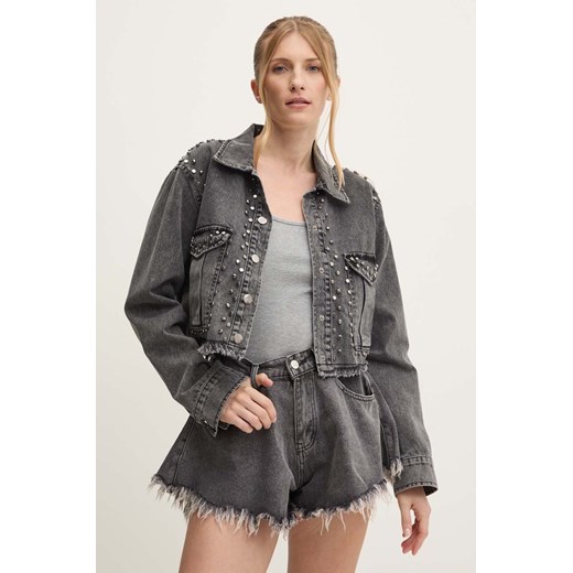 Answear Lab kurtka jeansowa damska kolor szary przejściowa oversize ze sklepu ANSWEAR.com w kategorii Kurtki damskie - zdjęcie 173886751