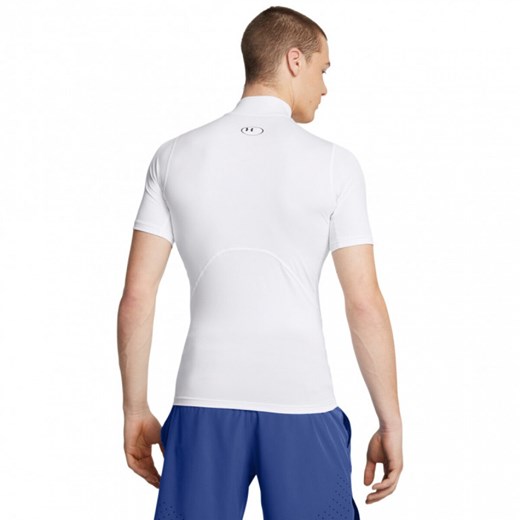 Męska koszulka treningowa Under Armour UA Hg Armour Comp Mock Ss - biała ze sklepu Sportstylestory.com w kategorii T-shirty męskie - zdjęcie 173889280