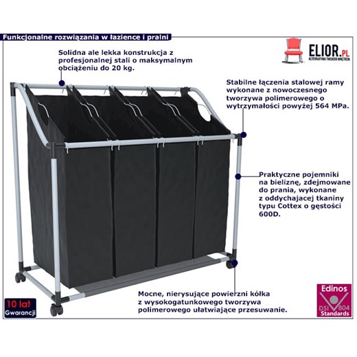 Sortownik na bieliznę Trinny 3X - czarny Elior One Size Edinos.pl
