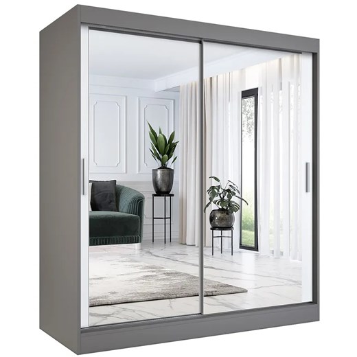 Szafa przesuwna z lustrem 180 cm antracyt + biały - Edna 5X Elior One Size Edinos.pl