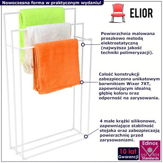 Biały druciany stojak na ręczniki - Lorgin Elior One Size Edinos.pl