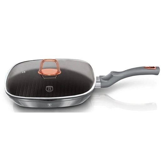 Aluminiowa srebrna patelnia grillowa - Grolis 5X ze sklepu Edinos.pl w kategorii Naczynia - zdjęcie 173893284