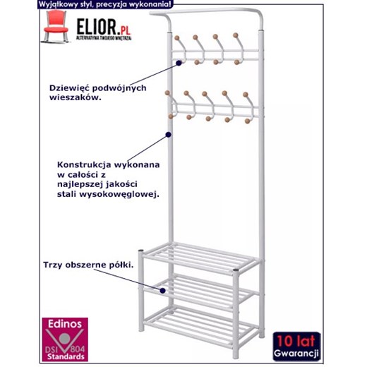 Wieszak na ubrania z półkami na buty Helio - Biały Elior One Size Edinos.pl