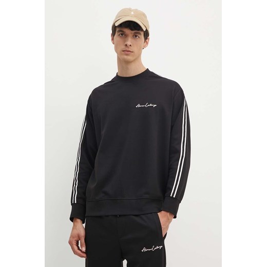Armani Exchange bluza męska kolor czarny z kapturem z aplikacją 8NZMSG Z9N1Z ze sklepu ANSWEAR.com w kategorii Bluzy męskie - zdjęcie 173894052