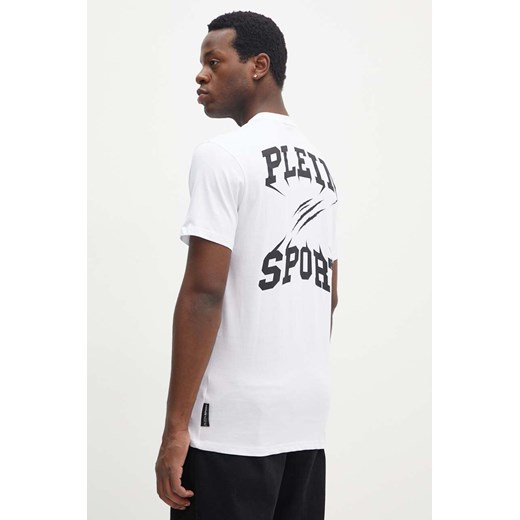 PLEIN SPORT t-shirt bawełniany męski kolor biały z nadrukiem FADC MTK7560 STE003N ze sklepu ANSWEAR.com w kategorii T-shirty męskie - zdjęcie 173894593