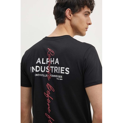 Alpha Industries t-shirt bawełniany męski kolor czarny z nadrukiem 148516 ze sklepu ANSWEAR.com w kategorii T-shirty męskie - zdjęcie 173894613