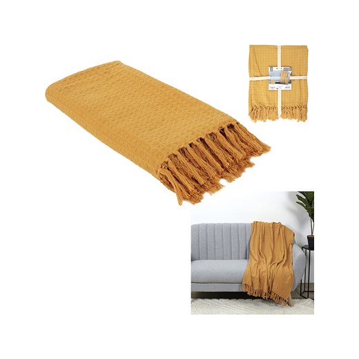 THE HOME DECO FACTORY Pled w kolorze musztardowym - 160 x 130 cm The Home Deco Factory onesize okazja Limango Polska
