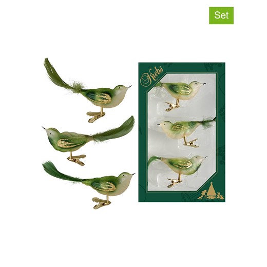 Krebs Glas Lauscha Ozdoby choinkowe (3 szt.) w kolorze zielonym - (S)11 cm ze sklepu Limango Polska w kategorii Dekoracje bożonarodzeniowe - zdjęcie 173905830