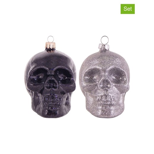 Krebs Glas Lauscha Bombki (2 szt.) w kolorze czarno-srebrnym - dł. 10 cm ze sklepu Limango Polska w kategorii Dekoracje bożonarodzeniowe - zdjęcie 173905872