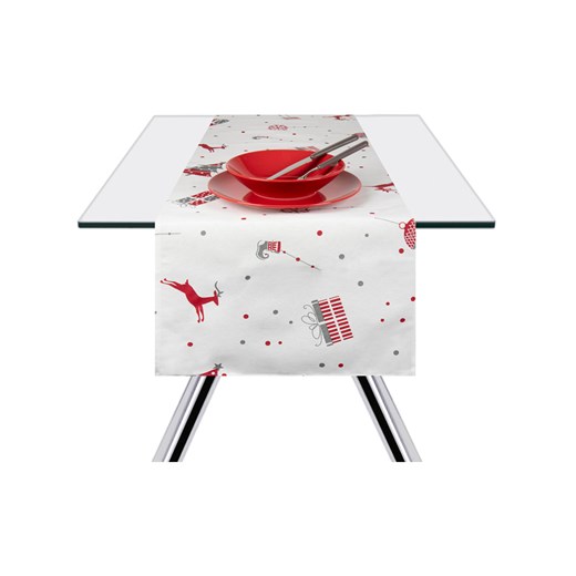 Trendy Kitchen by EXCÉLSA Bieżnik &quot;Christmas&quot; w kolorze biało-czerwonym - 140 x 40 cm ze sklepu Limango Polska w kategorii Obrusy i bieżniki - zdjęcie 173906260