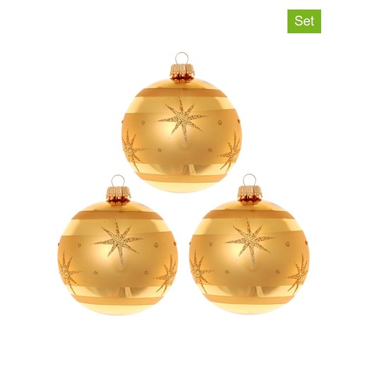 Krebs Glas Lauscha Bombki (3 szt.) w kolorze złotym - Ø 8 cm ze sklepu Limango Polska w kategorii Dekoracje bożonarodzeniowe - zdjęcie 173906324