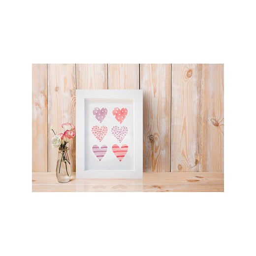 Uyart Home Druk artystyczny &quot;Hearts&quot; w kolorze biało-jasnoróżowym w ramce - 27 x 37 cm ze sklepu Limango Polska w kategorii Obrazy - zdjęcie 173906351