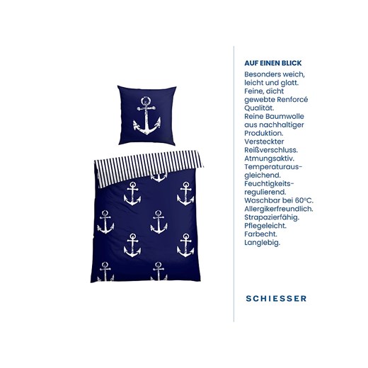 Schiesser Komplet pościeli renforcé w kolorze granatowym Schiesser 135x200 cm okazja Limango Polska