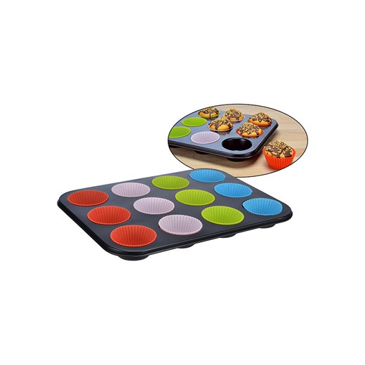 Chefware Blacha w kolorze czarnym ze wzorem do muffinek - 35 x 26,5 cm ze sklepu Limango Polska w kategorii Akcesoria do pieczenia - zdjęcie 173908461