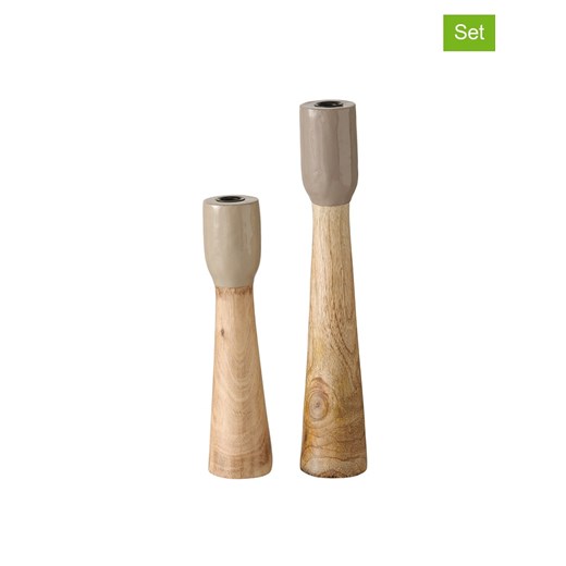 Boltze Świeczniki (2 szt.) &quot;Caldeas&quot; w kolorze jasnobrązowo-szarym ze sklepu Limango Polska w kategorii Świeczniki - zdjęcie 173911350