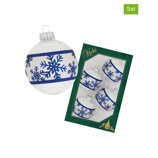 Krebs Glas Lauscha Bombki (4 szt.) w kolorze biało-niebieskim ze sklepu Limango Polska w kategorii Dekoracje bożonarodzeniowe - zdjęcie 173913802