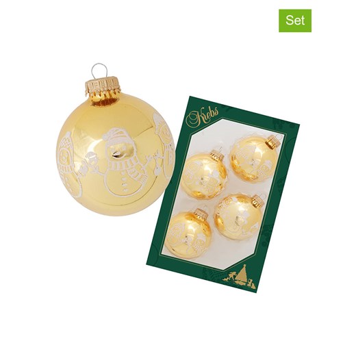Krebs Glas Lauscha Bombki (4 szt.) w kolorze złotym - Ø 7 cm ze sklepu Limango Polska w kategorii Dekoracje bożonarodzeniowe - zdjęcie 173913812