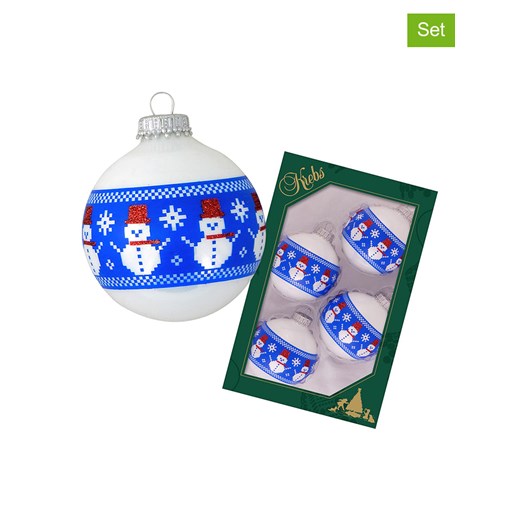 Krebs Glas Lauscha Bombki (4 szt.) w kolorze biało-niebieskim - Ø 10 cm ze sklepu Limango Polska w kategorii Dekoracje bożonarodzeniowe - zdjęcie 173913813