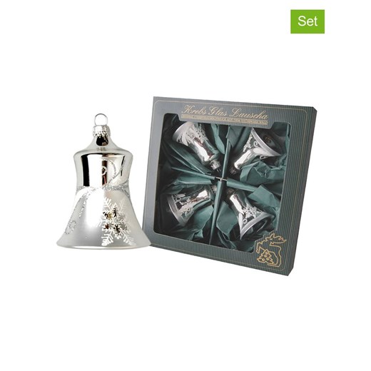 Krebs Glas Lauscha Bombki (4 szt.) w kolorze srebrnym - 7 cm ze sklepu Limango Polska w kategorii Dekoracje bożonarodzeniowe - zdjęcie 173914933