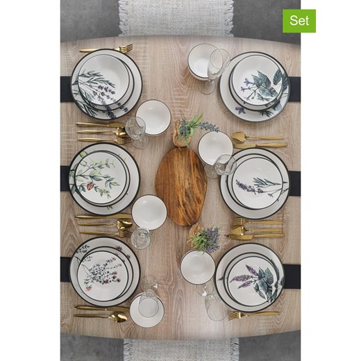 Hermia 24-częściowy zestaw w kolorze biało-czarnym ze sklepu Limango Polska w kategorii Naczynia - zdjęcie 173916752