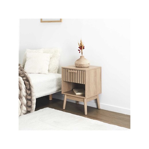 THE HOME DECO FACTORY Stolik nocny &quot;Klaus&quot; w kolorze jasnobrązowym - 40 x 55 x 35 cm ze sklepu Limango Polska w kategorii Szafy - zdjęcie 173931913