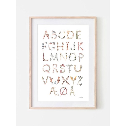 mushie Druk artystyczny &quot;Alphabet Danish&quot; w kolorze białym ze wzorem - 29,7 x 42 cm ze sklepu Limango Polska w kategorii Obrazy - zdjęcie 173937271