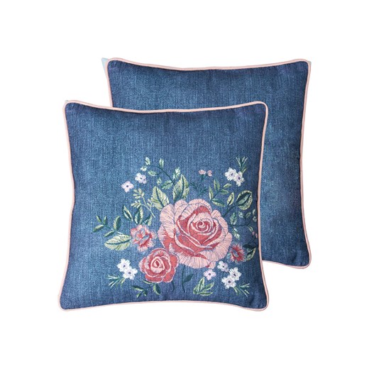 IHR Poduszka &quot;Denim Rose&quot; w kolorze granatowo-jasnoróżowym - 40 x 40 cm ze sklepu Limango Polska w kategorii Poduszki dekoracyjne - zdjęcie 173944534