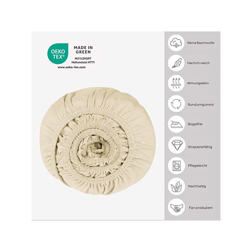 Schiesser Prześcieradło w kolorze kremowym na gumce z mako-dżerseju Schiesser 100x200 cm promocja Limango Polska