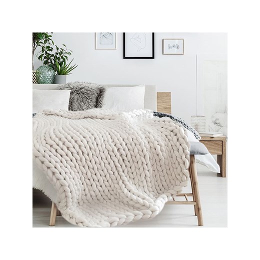 THE HOME DECO FACTORY Pled w kolorze białym - 150 x 120 cm ze sklepu Limango Polska w kategorii Koce i pledy - zdjęcie 173949264