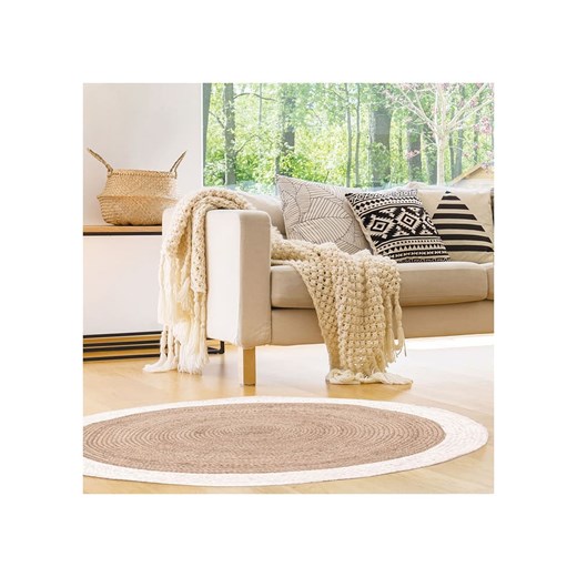 THE HOME DECO FACTORY Dywan w kolorze jasnobrązowym z juty - Ø 120 cm ze sklepu Limango Polska w kategorii Dywany - zdjęcie 173951042