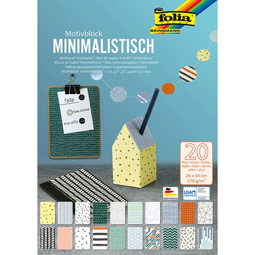 folia PAPER Blok arkuszy ozdobnych (20 szt.) &quot;Minimalist&quot; ze wzorem - 34 x 24 cm ze sklepu Limango Polska w kategorii Akcesoria biurowe - zdjęcie 173951541