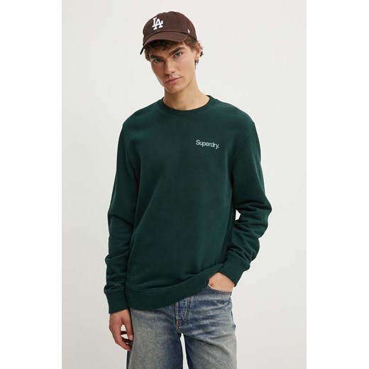 Superdry bluza bawełniana męska kolor zielony z nadrukiem M2013738A-27E ze sklepu ANSWEAR.com w kategorii Bluzy męskie - zdjęcie 173953632