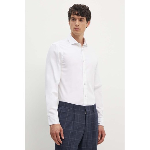 Tommy Hilfiger koszula męska kolor biały slim z kołnierzykiem włoskim MW0MW35783 ze sklepu ANSWEAR.com w kategorii Koszule męskie - zdjęcie 173953663