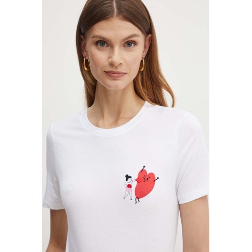 Marella t-shirt bawełniany damski kolor biały 2423976044200 ze sklepu ANSWEAR.com w kategorii Bluzki damskie - zdjęcie 173953982