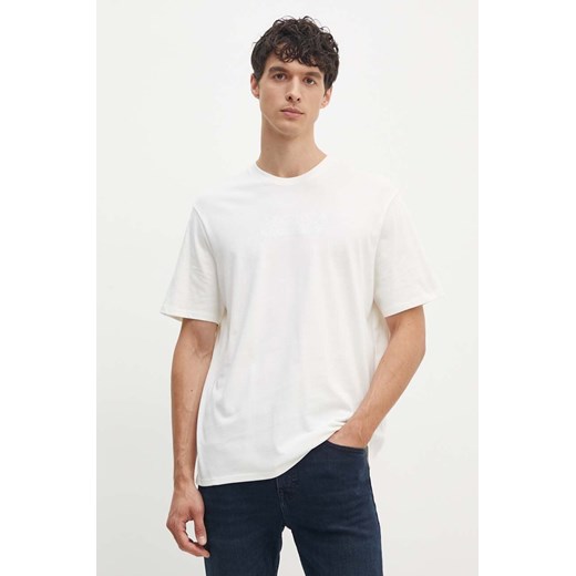 Armani Exchange t-shirt bawełniany męski kolor beżowy z aplikacją 6DZTAC ZJASZ ze sklepu ANSWEAR.com w kategorii T-shirty męskie - zdjęcie 173954022