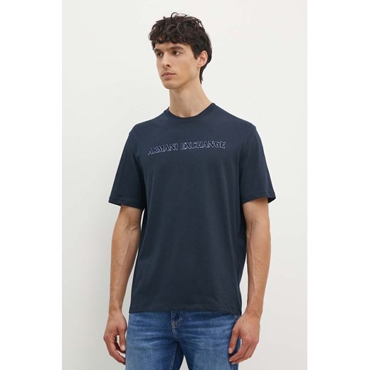 Armani Exchange t-shirt bawełniany męski kolor granatowy z nadrukiem 6DZTBD ZJ3VZ ze sklepu ANSWEAR.com w kategorii T-shirty męskie - zdjęcie 173954052