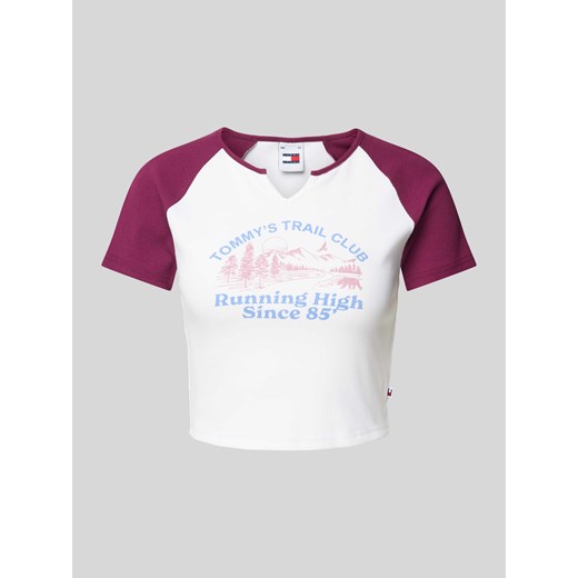 T-shirt krótki o kroju slim fit z detalem z logo model ‘VINTAGE PREP’ ze sklepu Peek&Cloppenburg  w kategorii Bluzki damskie - zdjęcie 173954441