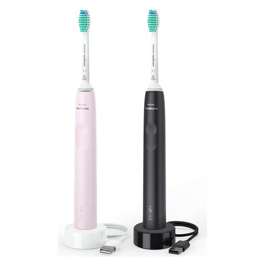 PHILIPS sonicare Szczoteczki soniczne (2 szt.) &quot;Series 3100&quot; w kolorze jasnoróżowym i czarnym ze sklepu Limango Polska w kategorii Szczoteczki do zębów - zdjęcie 173954900