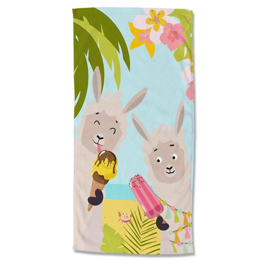 Good Morning Ręcznik plażowy &quot;Happy lamas&quot; ze wzorem ze sklepu Limango Polska w kategorii Ręczniki - zdjęcie 173954911
